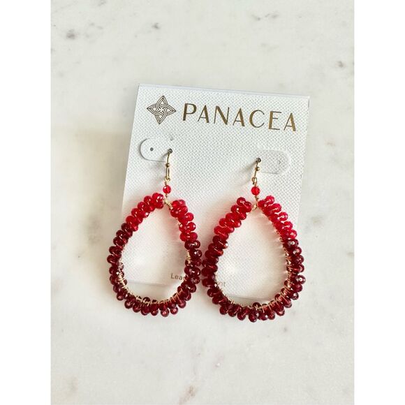 Panacea red beaded dangle earrings ￼ - Picture 4 of 4